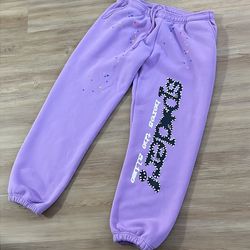cuffed purple sp5der sweats