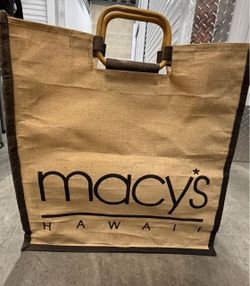 Vintage Macy's Hawaii Tote Bag with Bamboo Handles