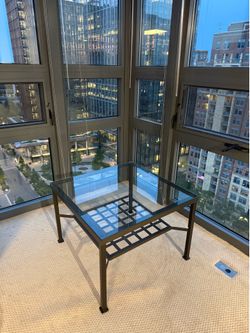 MCM glass top coffee table