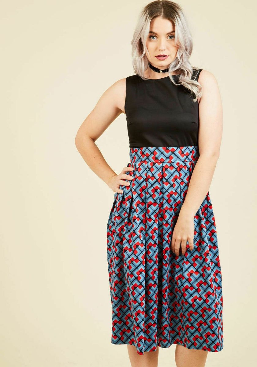 Geometric Midi Skirt Dress - NWT
