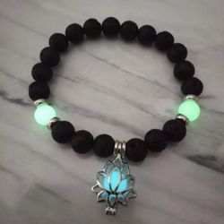 Lava Stone Lotus Bracelet Glow