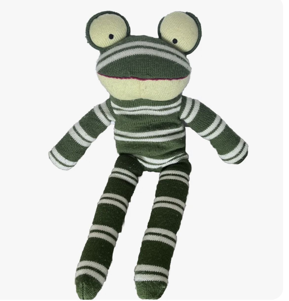 DAN DEE COLLECTORS CHOICE KNIT STRIPE SOCK FROG PLUSH 20" STUFFED ANIMAL