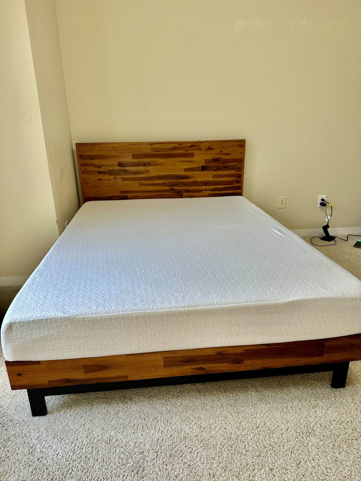 Wooden Bed Frame + Mattress Queen