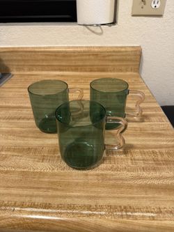 Pink & Teal Glass Cups