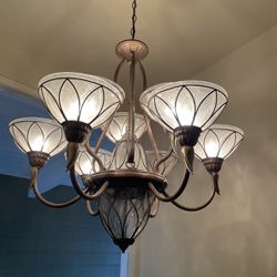  Vintage Chandelier with Extra Glass Globes