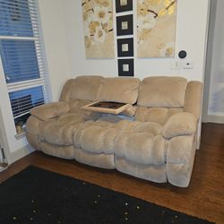 Beige Recliner Sofa (Conns Furniture)
