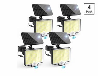 294 LED Solar Motion Sensor Outdoor Lights, 5200Lm Solar Flood Lights, IP67 Waterproof Dusk to Dawn Outside Solar Powered Security Spot Lights for Por