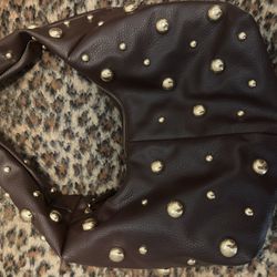 New Brown And Gold Studded Purse Shoulder Bag 
