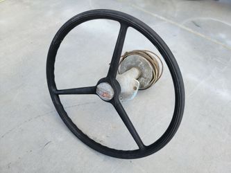 Vintage Duotrol 15" Black 3 Spoke Steering Wheel Wood Speed Boat