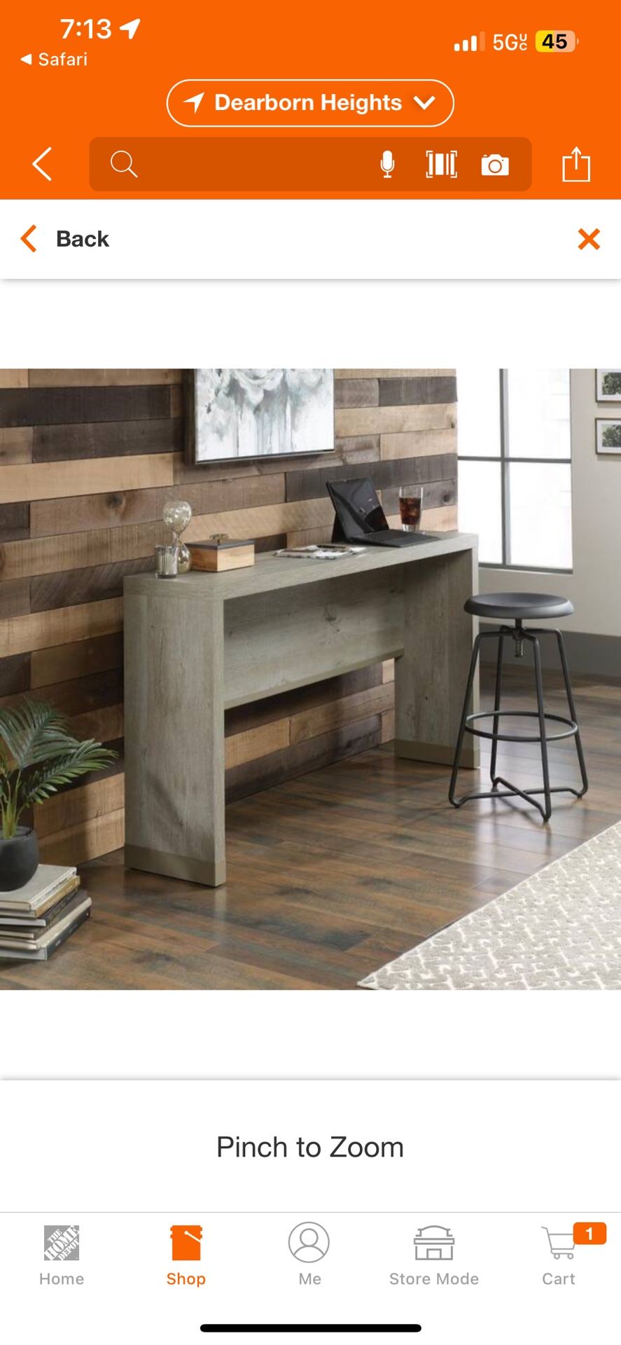 Brand New Sauder Gray 60in Console Table