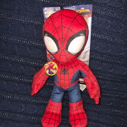 Marvel Plush Talkers Spider-Man Soft Toy, 11.75-Inch Collectible Figure with Sounds & Phrases
