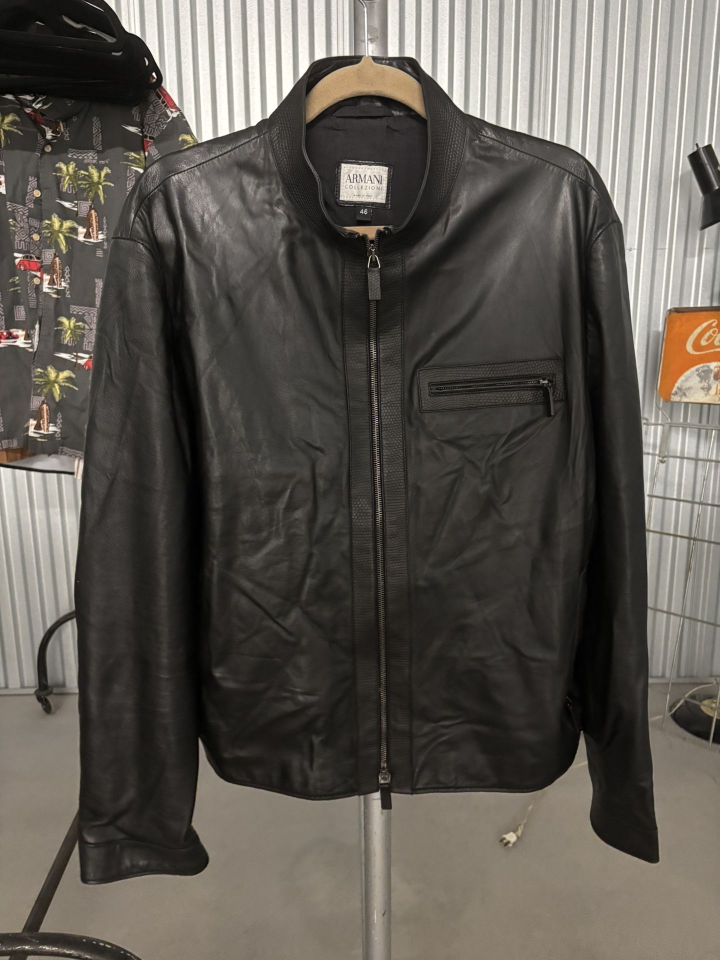 Armani leather jacket, Italy made size 46 excellent condition