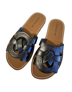 Coach Issa black leather sandals in size 5.5M.