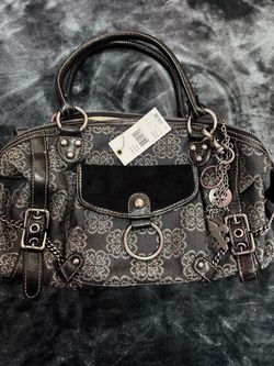 Kathy Van Zeeland 'Big Easy' Satchel Black Y2K McBling Shoulder Bag.