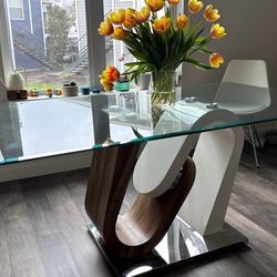 Set Cilegon White/Natural Tone Dining Table+4 Chairs