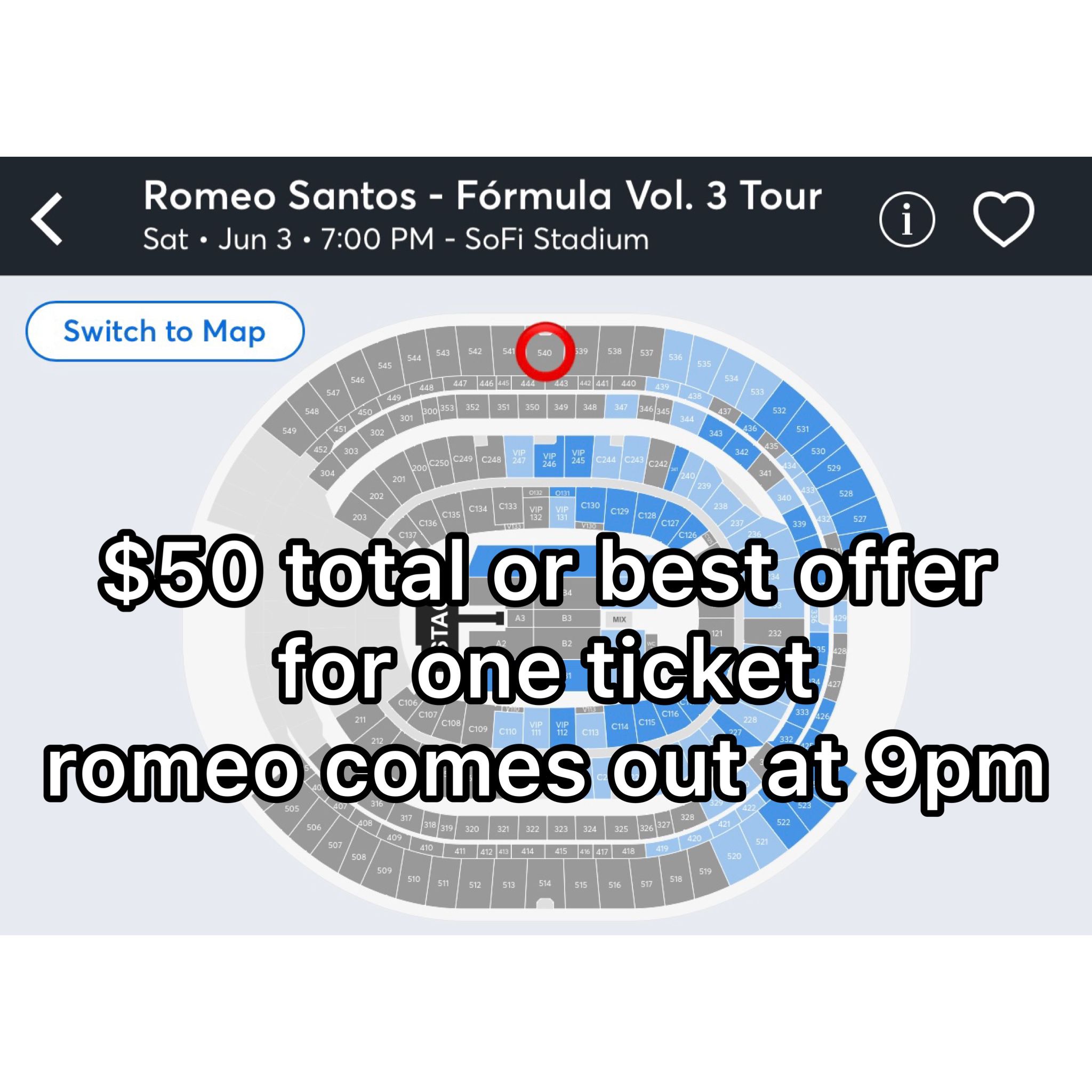 One Romeo Santos Ticket 
