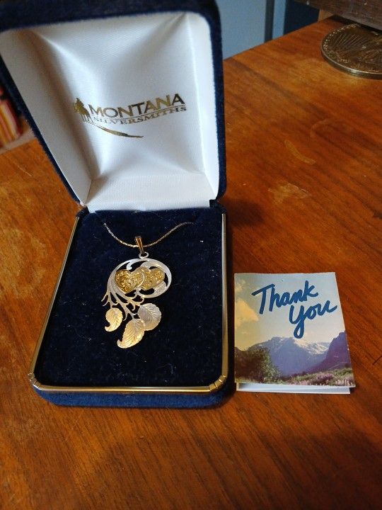 Gold And Silver Montana Silversmiths Necklace With Chain And The Box