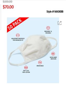 Hanes 100% cotton face masks 50 pack