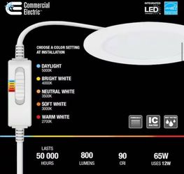 Commercial Electric Premium Series 6 in. LED, 2-Level Lumen Select, Ultraslim Canless Recessed Light