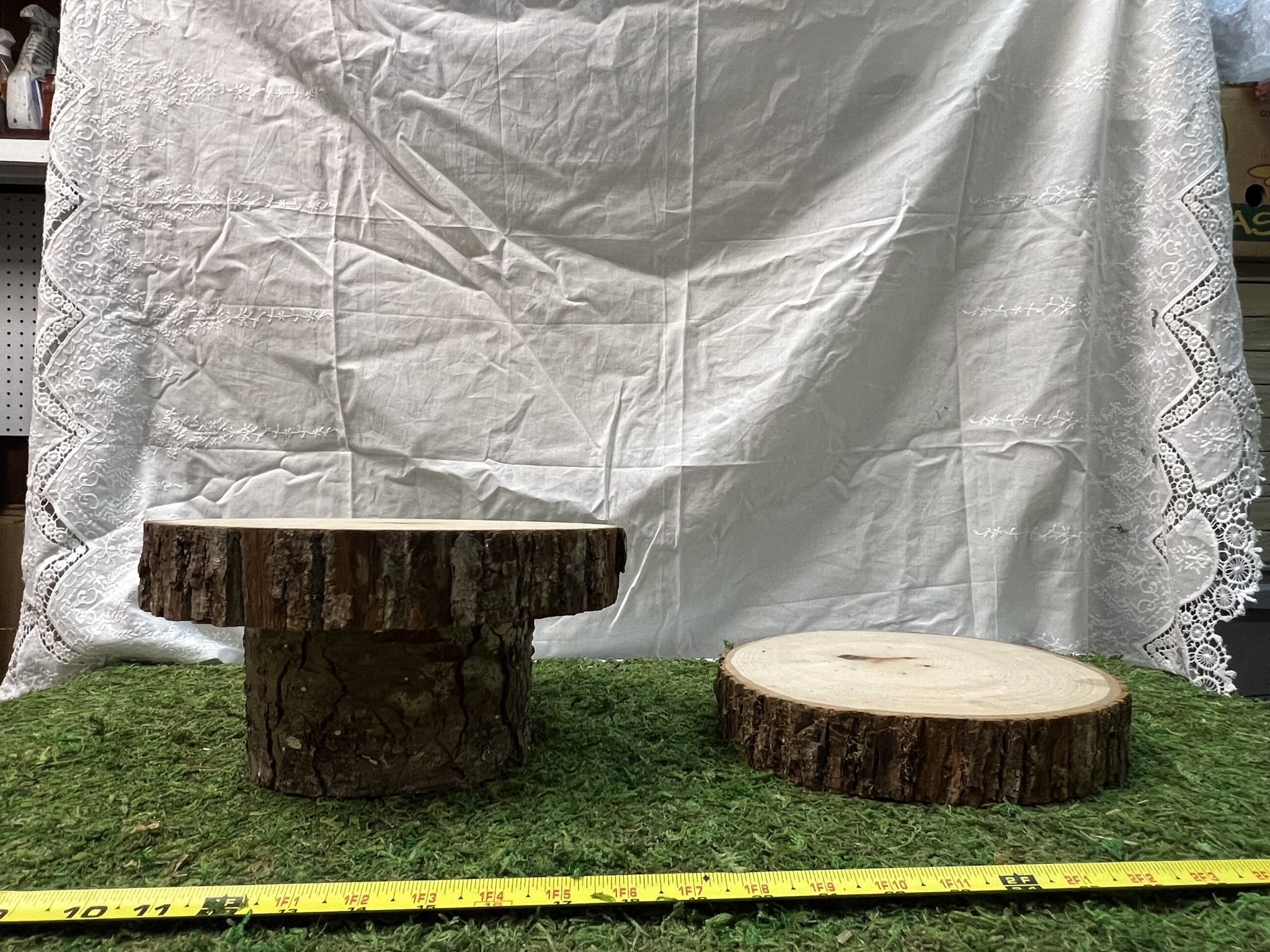 2 Wooden Cake Stand/ Platter. Woodland Theme