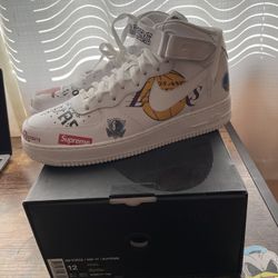 Nike Air Force Supreme NBA White Mid- 12M DS OG All 