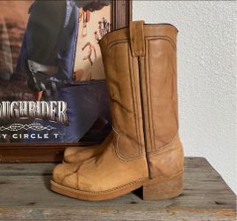Vtg Deadstock Sears Roebuck & Co Campus Leather Cowboy Boots Like Frye M 7/W 8.5 1970s Western
