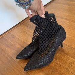 Black Fishnet Heels