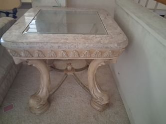 Marble glass top tables