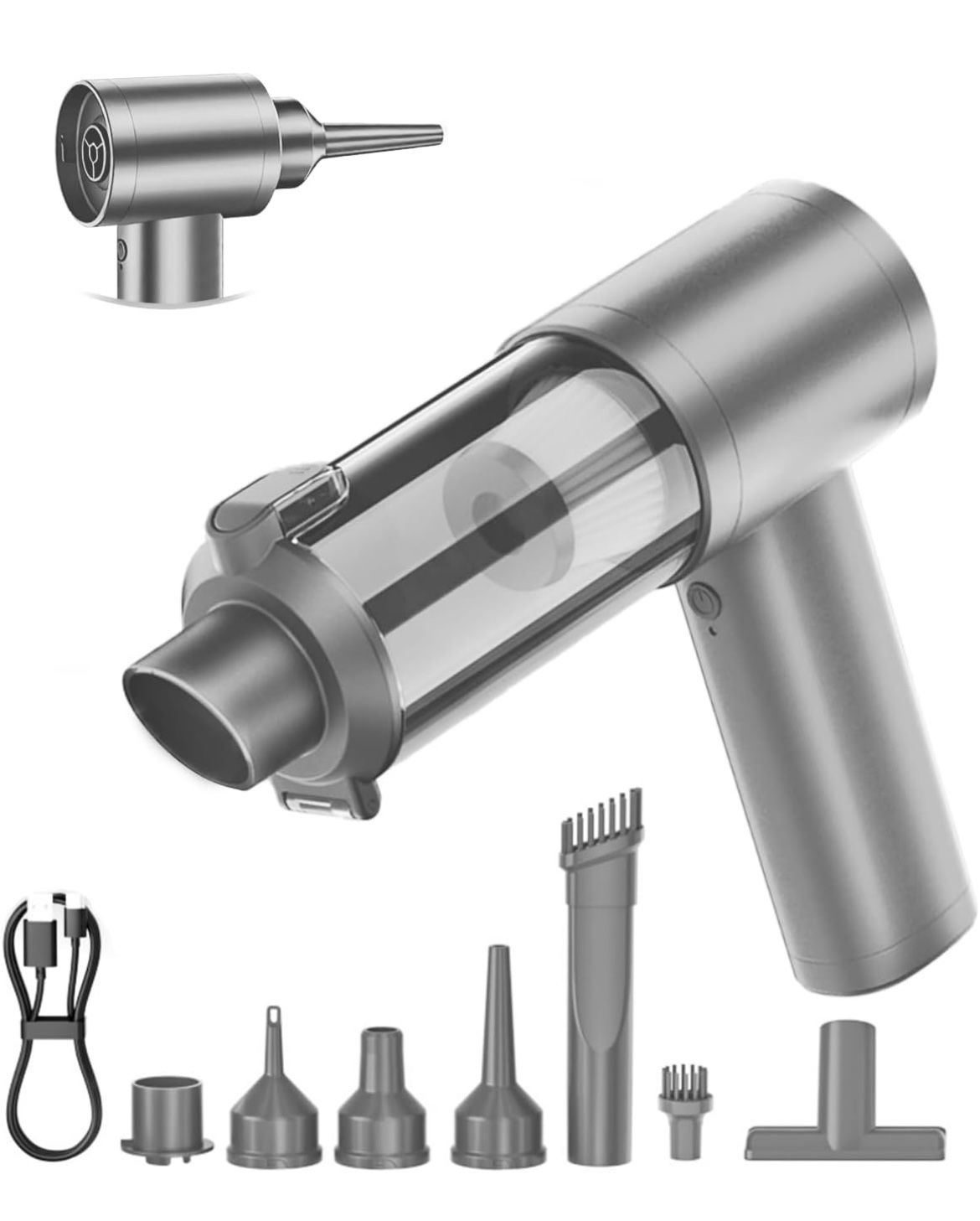 15000PA Car Vacuum Cleaner and Air Duster, High Power Handheld Vacuum Cordless Rechargeable with Multi-Nozzles,