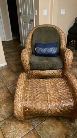 Equipped armchair, palm armchair, handmade recliner or armchair set with palm ottoman
