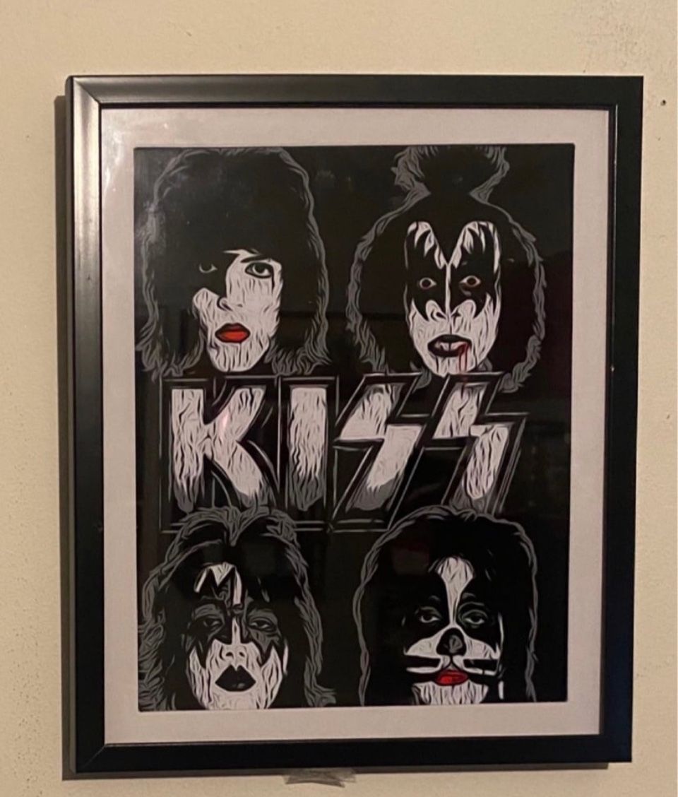 Kiss Band Custom Art Piece On Black Frame