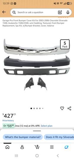 $390 OBO Front Bumper Cover Kit For 2003-2006 Silverado 1500 (pick up only)