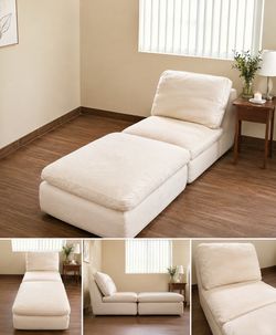 99% New 2-Piece Lounge Sofa / Chaise - Cream