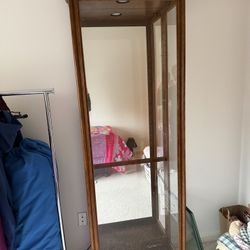Tall Oak China Cabinet w/glass Shelves