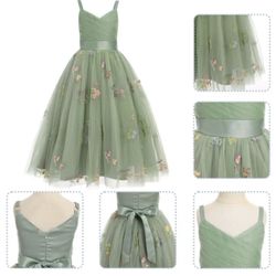 IBTOM CASTLE Girls Flower Vintage Floral Lace V Neck Sleeveless Floor Length Dress Wedding Party  size 14-16  kids  size new 