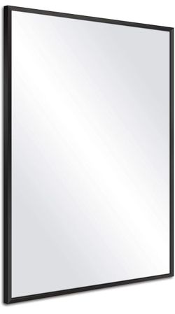 New! Black Metal Framed Wall Mirror: 24x16 inch Brush Rectangle Bathroom Mirror Simple Mounted Style for Locker Room Toilet Horizontal or Vertical 