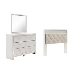 Altyra Queen Panel Headboard Bed with Mirrored Dresser Exceptional Quality
