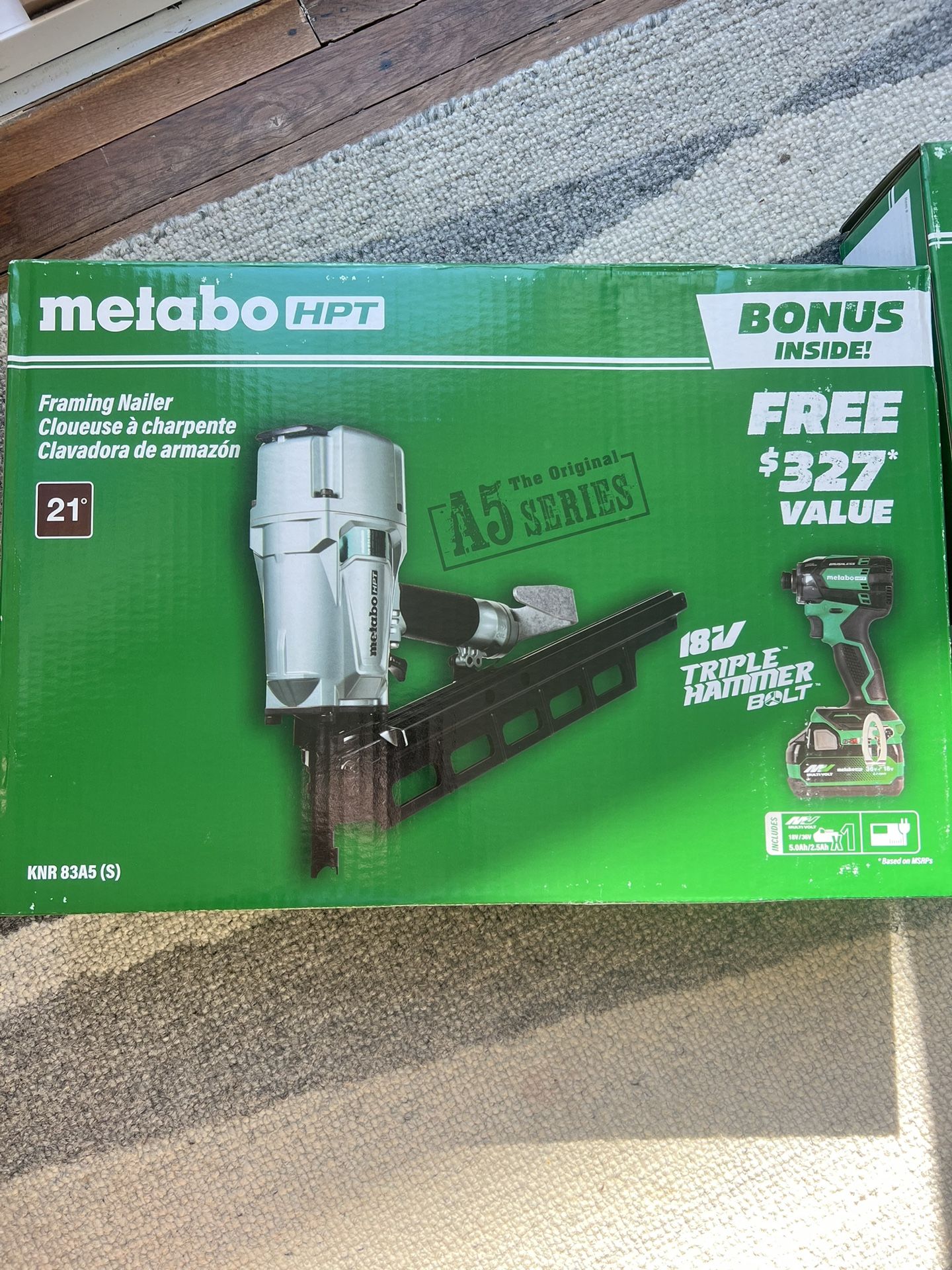 Metabo HPT Pro Bundle 3-1/4 Inch 21 Deg Plastic Collated Framing Nailer with BONUS Impact Driver Kit KNR83A5(S)M