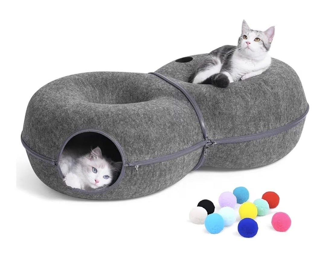 8-Shaped Large Cat Tunnel Bed for Indoor Cats