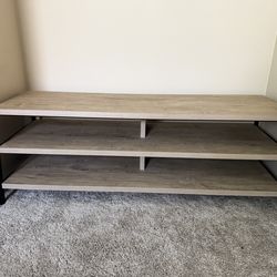 Modern 3 Tier Wooden Storage Shelves OR TV Table with black metal frame For Living Room/foyer OR Console Table Behind Couch