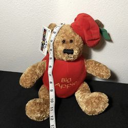 VTG Toys R Us Big Apple stuffed teddy bear plush 10" With Tags RARE