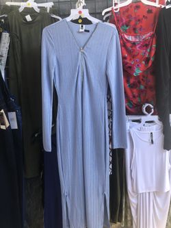 Long sleeve baby blue dress