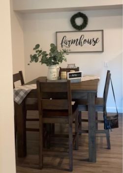 Dark Wood Dining Table with Chairs