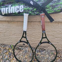 2 Prince OG Graphite 107" Brand New W/Babalot VS Gut And  Prince Tour Bag