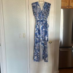 Blue and white flowered dress