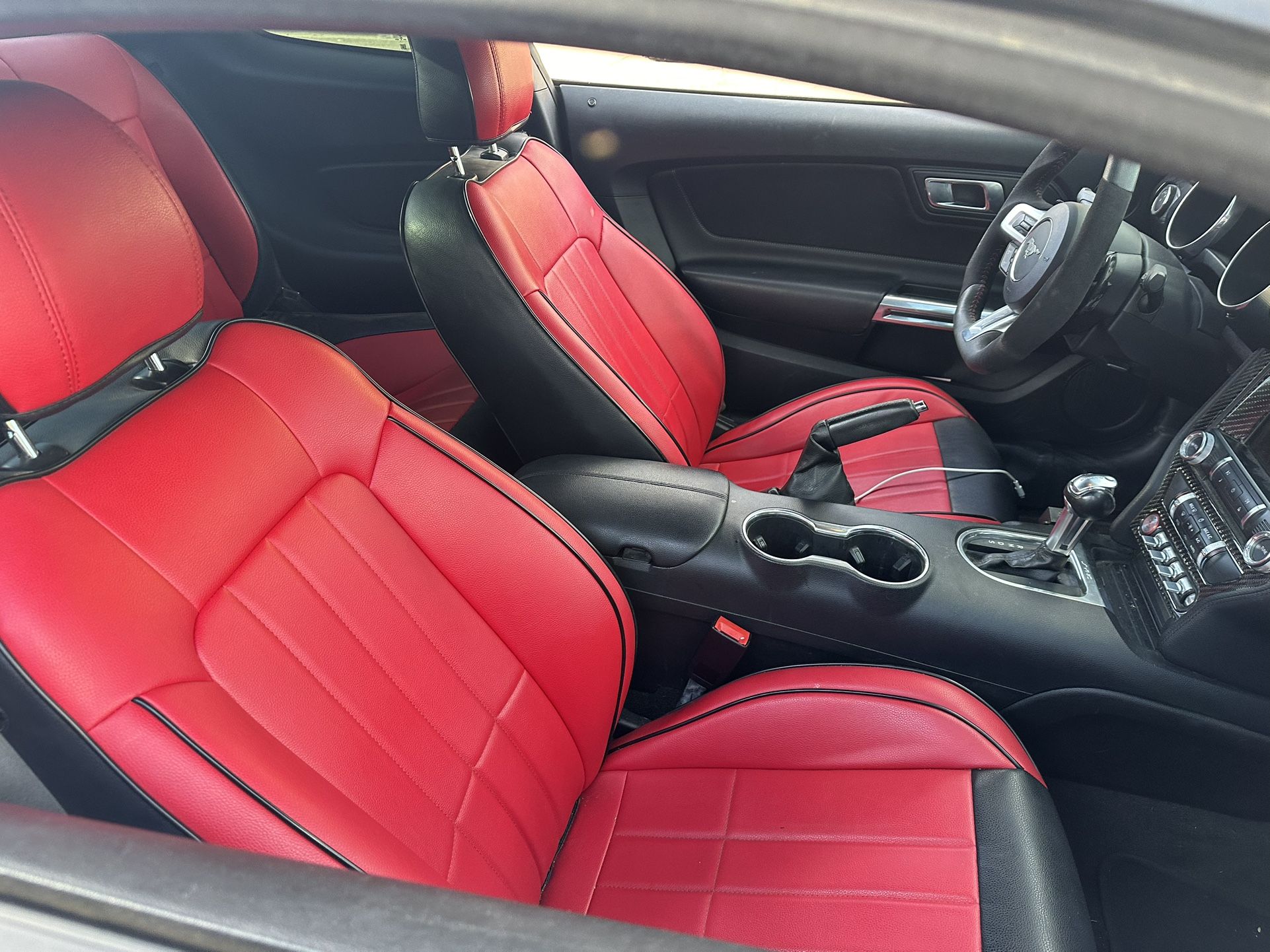 Ford Mustang s550 red leather seat covers
