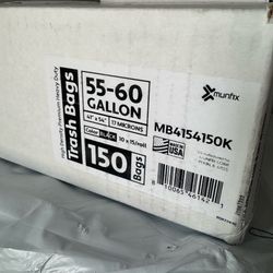 55-60 Gallon Trash Bags Heavy Duty - Bulk 150 Pack Large Garbage Bags - Big Black Commercial Trash