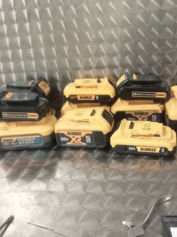 11 Various DeWalt 20 Volt Batteries... Powerstack, XR, ETC. 50/Battery