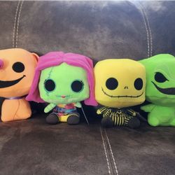 Nightmare Before Christmas - Zero Sally Jack Oogie Funko Blacklight Plushies 