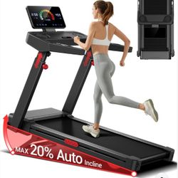Foldable Treadmill 20% AUTO Incline with Pulse Sensors 8.7MPH